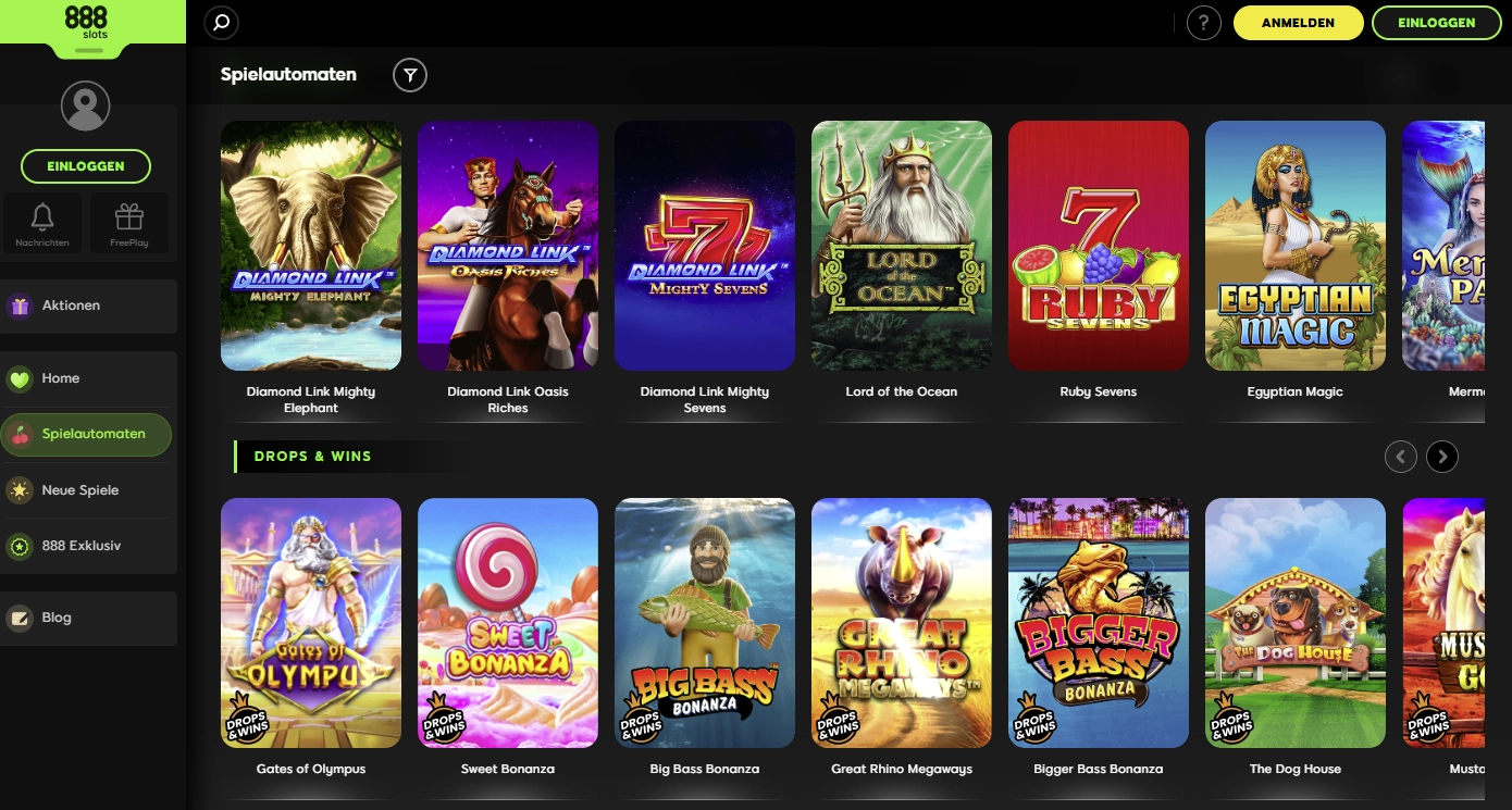 Spieleauswahl bei 888 Casino